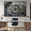 Ship Steering Wheel Vintage Wall Art Canvas Print