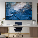 Navy Blue Canvas Art Abstract Print – Elegant Triptych