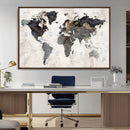Abstract Map Printing - Modern World Map Canvas Wall Art for