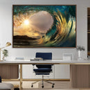 Golden Wave Sunset Canvas Print – Large Coastal Wall Art for