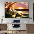 Golden Wave Sunset Triptych Canvas Art, Giclee Canvas Print
