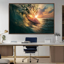 Ocean Wave Sunset Canvas Wall Art – Triptych Seascape Print