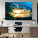 Ocean Wave at Sunset Canvas Art, Large Wall Print of Vibrant