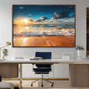 Golden Sunset Beach Triptych Canvas Art, Giclee Coastal Wall by MyGreatCanvas | Canvas Wall Art Prints | Photo Prints & Wall Decor