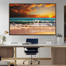 Golden Sunset Beach Canvas Wall Art – Triptych Seascape