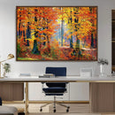 Autumn Red Forest Triptych Canvas Wall Art Print, Forest