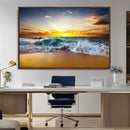 Golden Sunset Ocean Waves Wall Art Canvas Print – Multi