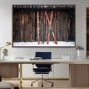 Vintage Ski Gear Canvas Print, Vintage Ski Gear Against