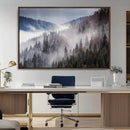 Beautiful Rising Fog in Winter Mountain Landscape- Framed