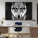 Black and White Wild Wolf Wall Art Canvas Print