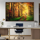 Sunlight Through Trees Wall Art Canvas Print - Autumn Forest