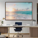 Tranquil Ocean Beach Sunset Canvas Wall Art | 3-Panel