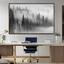 Foggy Misty Forest Canvas Wall Art – Black and White