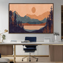 Modern Boho Sunset Canvas Print, Mountain Landscape Triptych