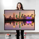 Colorful Dallas City Lights Night Skyline Wall Art Print