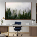 Misty Pine Forest Wall Art Canvas Print | 3 Panel Green