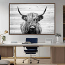 Scottish Highland Cow Cattle Art Print on Wood Background by MyGreatCanvas | Canvas Wall Art Prints | Photo Prints & Wall Decor
