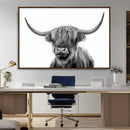 Grayscale Scottish Highland Cow Cattle Art Print Farmhouse by MyGreatCanvas | Canvas Wall Art Prints | Photo Prints & Wall Decor