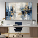 Modern Abstract Canvas Wall Art in Blue and Gold Tones |