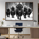 American Bison Art | Buffalo Herd Wall Art Canvas Print, BW