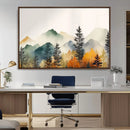 Abstract Watercolor Mountains and Trees Autumn Wall Art,