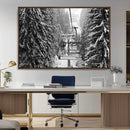 Winter Ski Lift Black and White Canvas Wall Art – Alpine