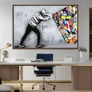 Banksy Art Behind the Curtain Street Wall Art Canvas Print |