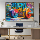 Fitness Gym Barbell Graffiti Wall Art Canvas Print