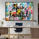 Life Beautiful Art Print - Banksy Graffiti Wall Art Canvas by MyGreatCanvas | Canvas Wall Art Prints | Photo Prints & Wall Decor