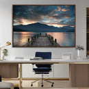 Mountain Lake Wood Pier Canvas Wall Art Nature Lake Print