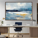 Abstract Ocean Canvas Wall Art - Coastal Blue and Gold