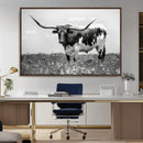 Texas Black White Highland Longhorn Cow Wall Art Canvas by MyGreatCanvas | Canvas Wall Art Prints | Photo Prints & Wall Decor