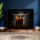 Abstract Texas Longhorn Wall Art Print | 3-Panel Large Texas