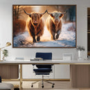 Scottish Highland Cow Horn Farm Wall Art Canvas Print
