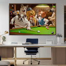 Dogs Playing Pool Canvas Wall Art Funny Gifts Dog Print
