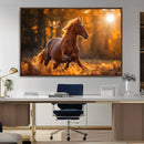 Running Horse Sunset Forest Wall Art Canvas Print