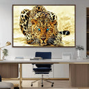 Blue-Eyed Leopard Canvas Wall Art - Framed Animal Print
