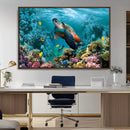 Sea Turtle and Coral Reef Triptych Wall Art – Vibrant