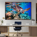Underwater Coral Reef Sea Turtle Wall Art Canvas Print,