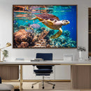 Sea Turtle Wall Art Canvas Print – Vibrant Ocean Coral Reef