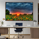 Golden Sunflower Field at Sunset – Breathtaking Sky and
