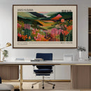 Yayoi Kusama Landscape Canvas Print, Vibrant Floral Mountain