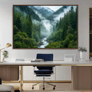 Mountain Forest River Canvas Wall Art Print - Serene Nature