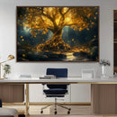 Golden Tree of Life Canvas Wall Art Print - Majestic Glowing