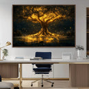 Golden Tree of Life Canvas Wall Art Print - Majestic Glowing