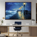 Storm Ocean Pier Canvas Wall Art Print - Large Moody Night by MyGreatCanvas | Canvas Wall Art Prints | Photo Prints & Wall Decor