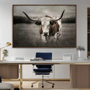 Texas Longhorn Cow Canvas Wall Art Print - Large Rustic