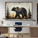 Vintage Bear Wall Art Canvas Print for Farmhouse - Mountain
