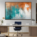 Vintage Abstract Print - Bold Teal and Orange Canvas Wall