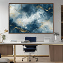 Large Abstract Print - Luxe Blue and Gold Abstract Canvas